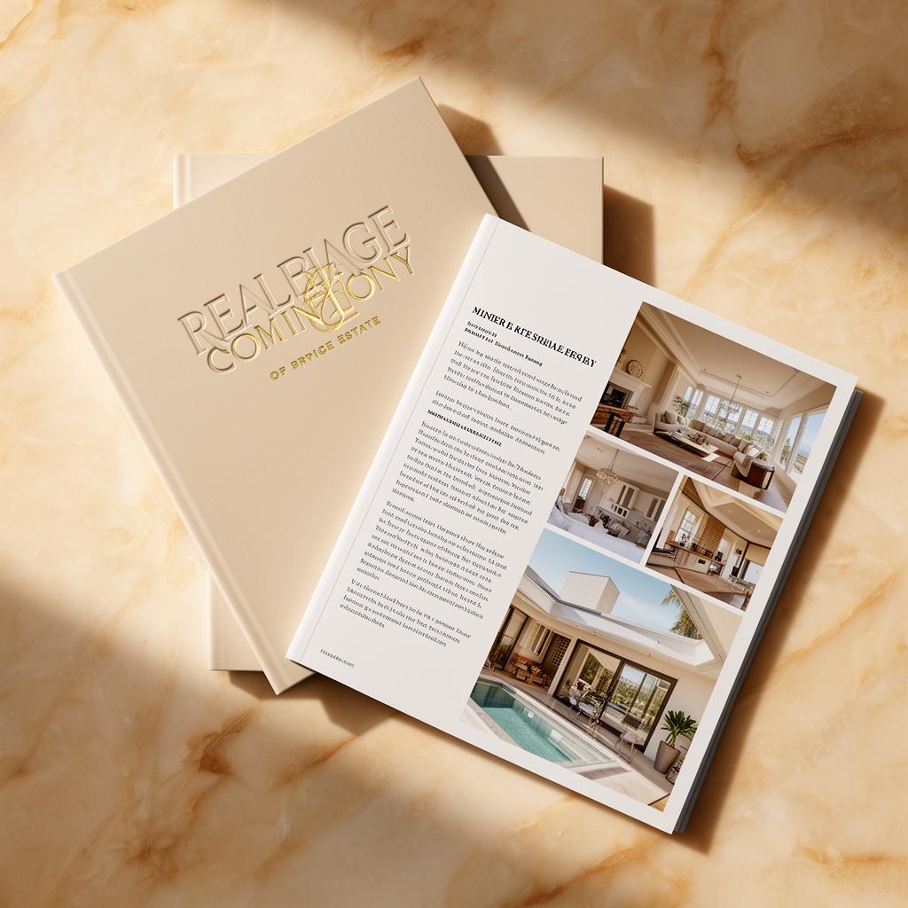 Stack of luxury property brochures